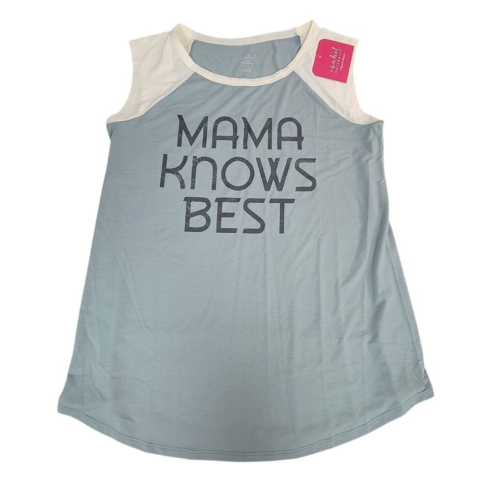 Isabel Maternity Mama Knows Best Tank Top Size L Blue NWT